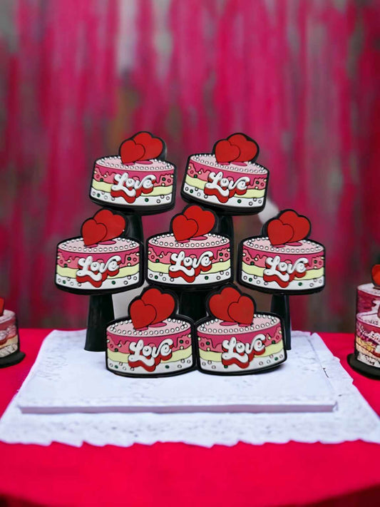 Love Cake with Hearts on Top Silicone Focal Bead - 0538