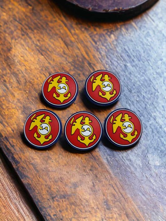 U.S. Marines Round Red Logo Silicone Focal Bead - 0582