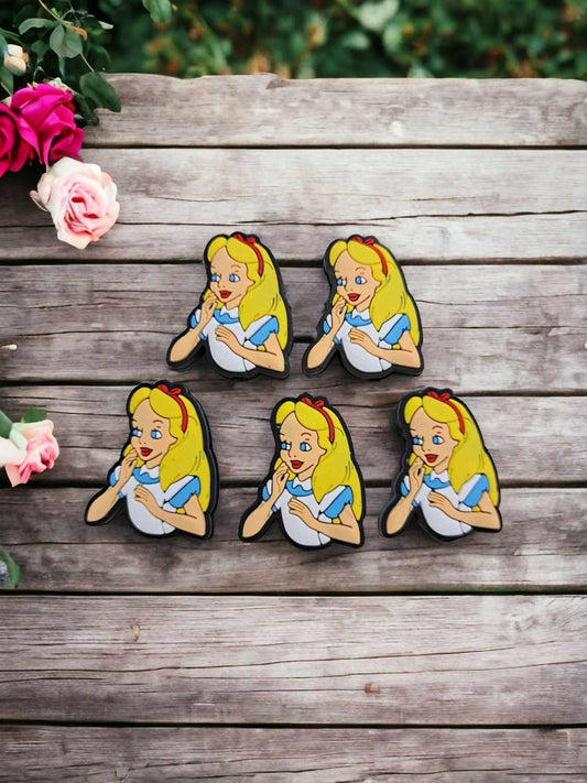 Alice Upper Body with Hair Bow: Alice in Wonderland Silicone Focal Bead - 0547