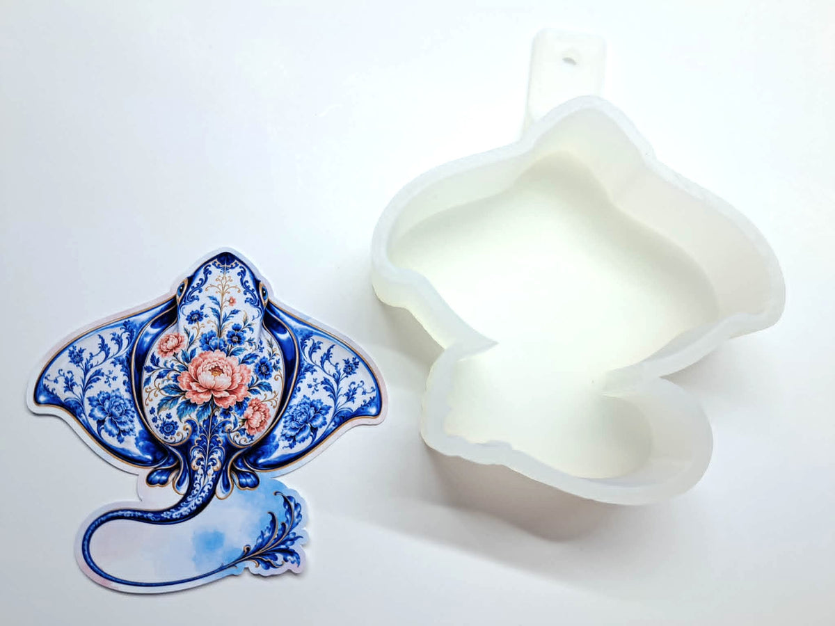 Chinoiserie Stingray Cardstock Silicone Mold, Aroma Bead Molds, Premium Cardstock Images