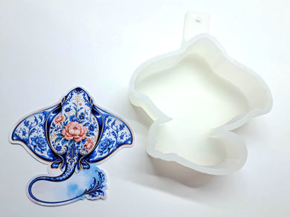 Chinoiserie Stingray Cardstock Silicone Mold, Aroma Bead Molds, Premium Cardstock Images