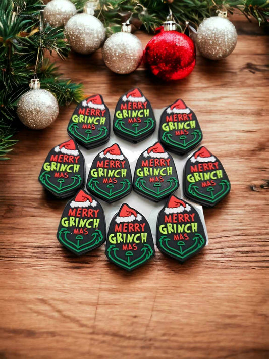Merry Grinchmas: Smile with Santa Hat Silicone Focal Bead - 0560