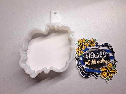 Flawed but Still Worthy Flowered Frame Cardstock Silicone Mold, Aroma Bead Molds, Premium Cardstock Images