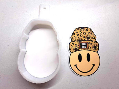 Beanie Hat Smiley Face Multiple Colors/Styles: Baseball, Camo, Babe, Mama, Dad, Lucky Cardstock Silicone Mold, Aroma Bead Molds