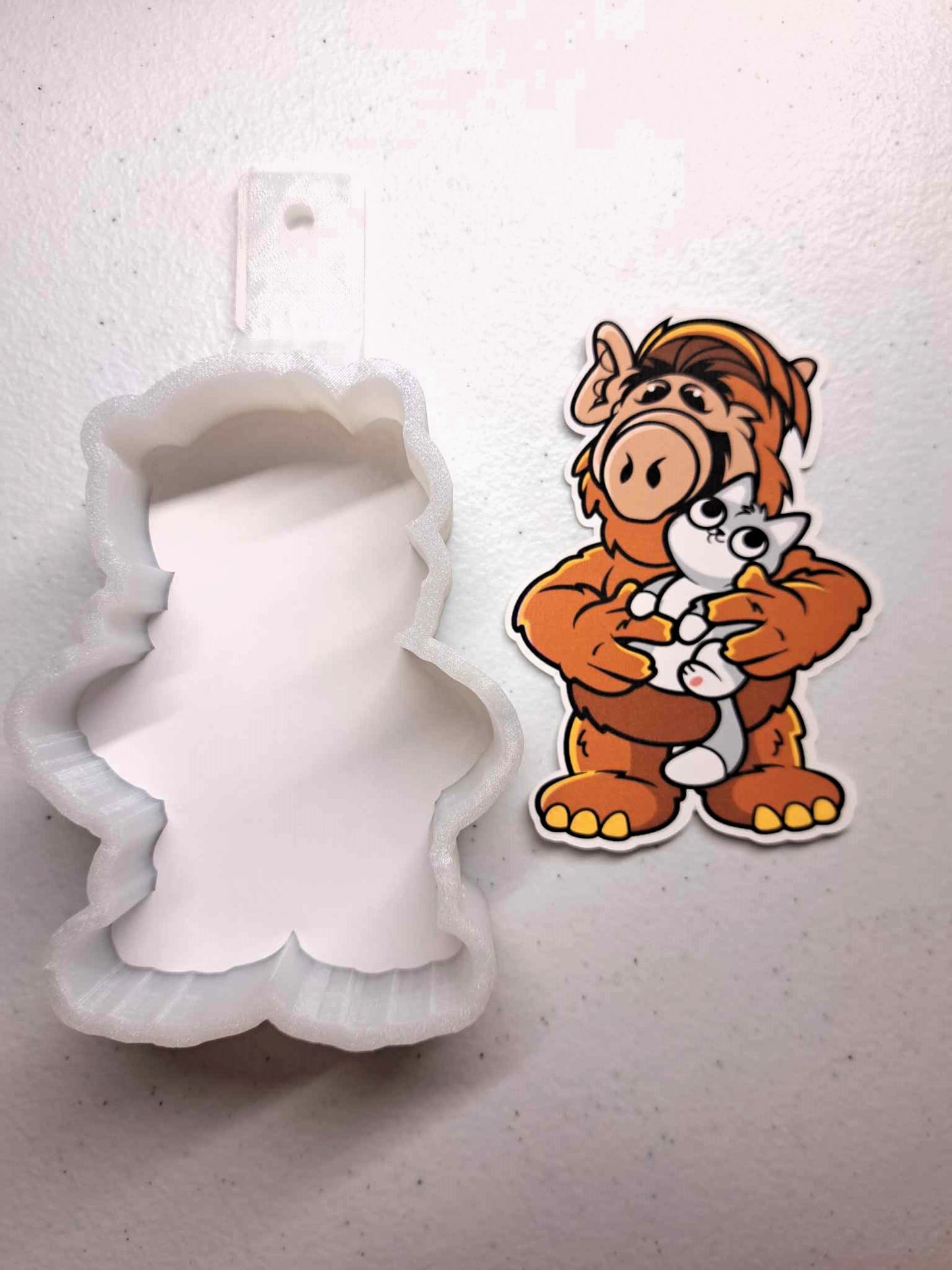 ALF Alien from Planet Melmac Chibi with Cat Cardstock Silicone Mold, Aroma Bead Molds, Premium Cardstock Images