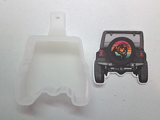 Jeep with Back Tire: Off-road with Duck Cardstock Silicone Mold, Aroma Bead Molds