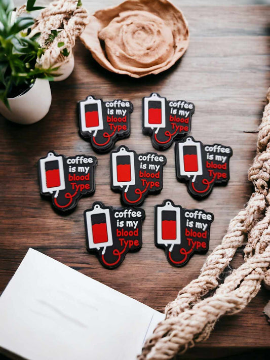 Coffee is my Blood Type Silicone Focal Bead - 0588
