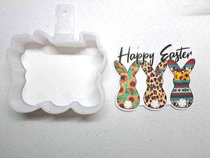 Western Bunnies: Happy Easter Cardstock Silicone Mold, Aroma Bead Molds, Premium Cardstock Images