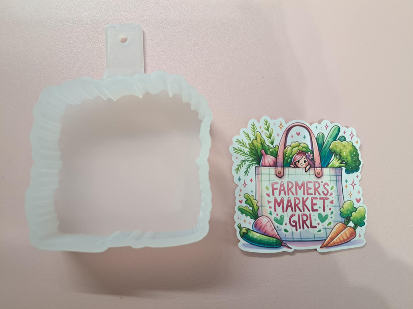 Farmer's Market Girl Cardstock Silicone Mold, Aroma Bead Molds, Car Freshie Mold, Premium Cardstock Images