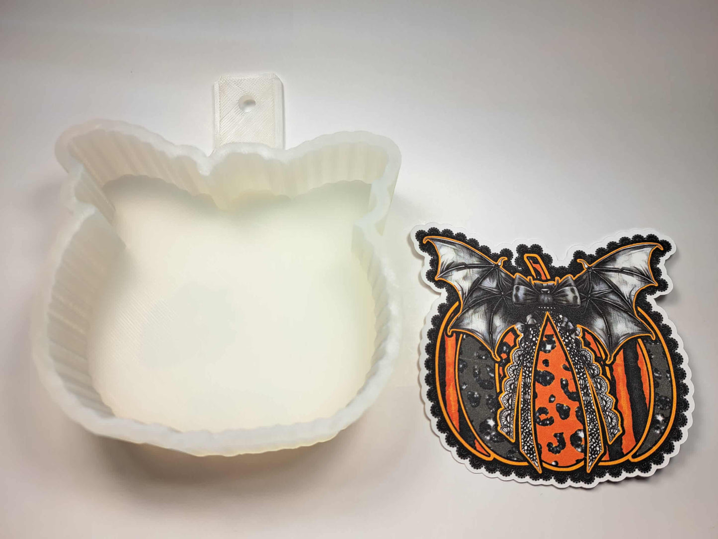 Gothic Lace Coquette Bow Pumpkin Cardstock Silicone Mold, Aroma Bead Molds, Premium Cardstock Images
