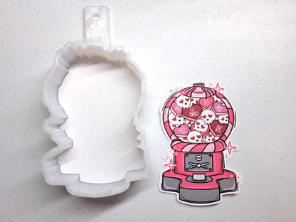 Anti Valentine Candy Vending Machine with Skull Gumballs and Hearts Cardstock Silicone Mold, Aroma Bead Molds