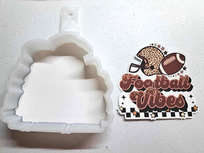 Football Vibes - Leopard Print with Helmet and Football Cardstock Silicone Mold, Aroma Bead Molds, Premium Cardstock