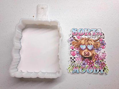 Sorta Sweet But Moody Highland Cow Lollipop Hearts Flowers Cardstock Silicone Mold, Aroma Bead Molds, Premium Cardstock Images