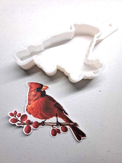 Cardinal On Branch for Cardstock Silicone Mold, Aroma Bead Molds, Car Frehsie Molds, Premium Cardstock Images