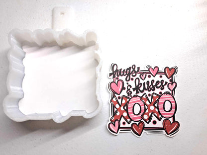 Hugs and Kisses XOXO Hearts Cardstock Silicone Mold, Aroma Bead Molds, Premium Cardstock