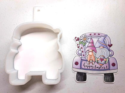 Holiday Gnome Trucks Cardstock Silicone Mold, Aroma Bead Molds, Mardi Gras, Easter, St Patricks Day Premium Cardstock Images