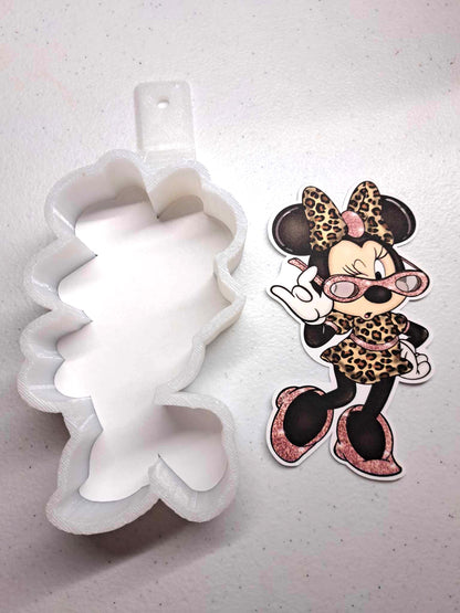 Minnie Leopard Pink Glitter Cardstock Silicone Mold, Aroma Bead Molds, Car Air Freshener Mold, Premium Cardstock Images