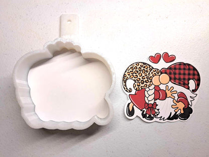 Valentine Gnomes Kissing Cardstock Silicone Mold, Aroma Bead Molds