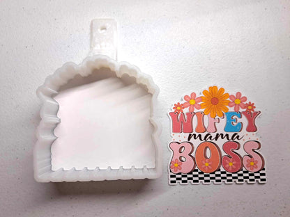 Wifey Mama Boss with Flowers Cardstock Silicone Mold, Aroma Bead Molds