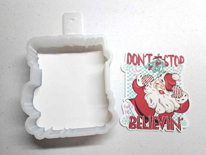 Don't Stop Believin' Santa: Retro with Mistletoe Cardstock Silicone Mold, Aroma Bead Molds