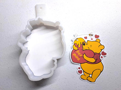 Valentine Winnie the Pooh: Bee Mine with Hearts Cardstock Silicone Mold, Aroma Bead Molds