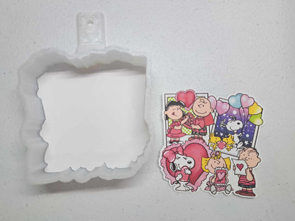 Peanuts Valentine Charlie Brown with Friends Cardstock Silicone Mold, Aroma Bead Molds, Premium Cardstock Images