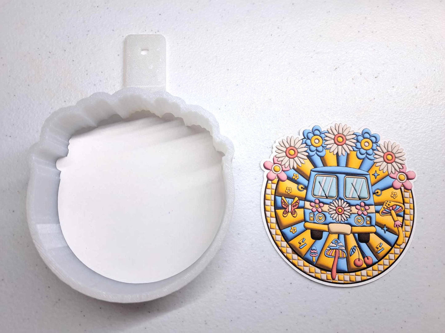 Retro Groovy Hippie Van Stuff Cardstock Silicone Mold, Aroma Bead Molds, Premium Cardstock Images