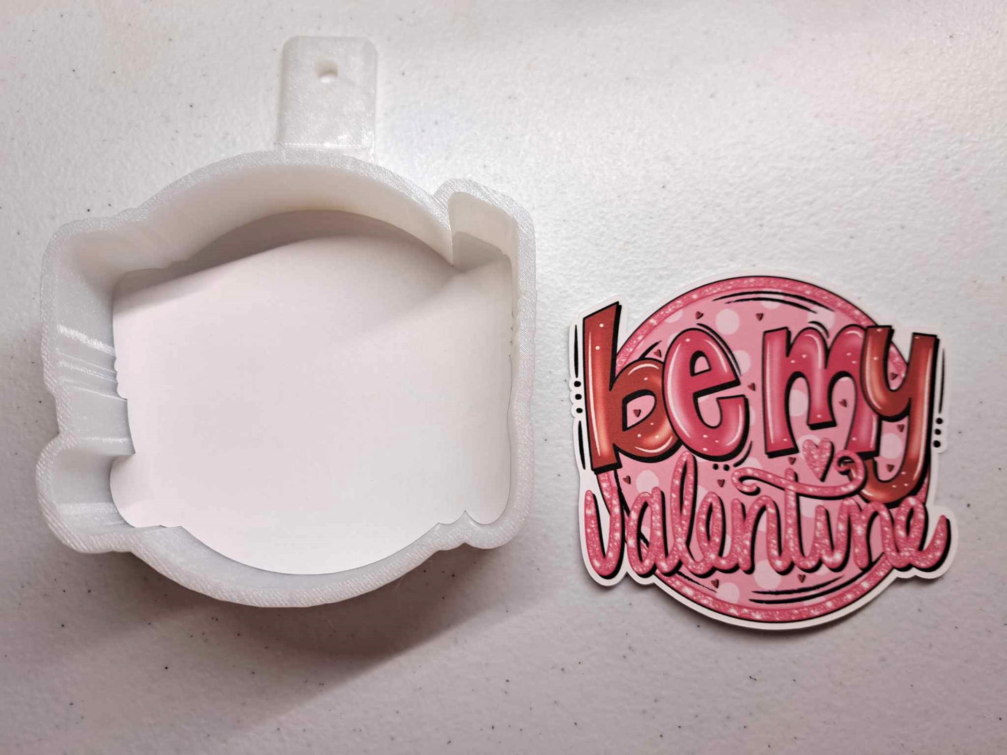 Be My Valentine Pink Glitter Cardstock Silicone Mold, Aroma Bead Molds, Premium Cardstock