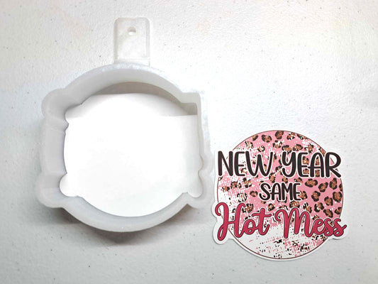 New Year Same Hot Mess Multiple color Cardstock Silicone Mold, Aroma Bead Molds