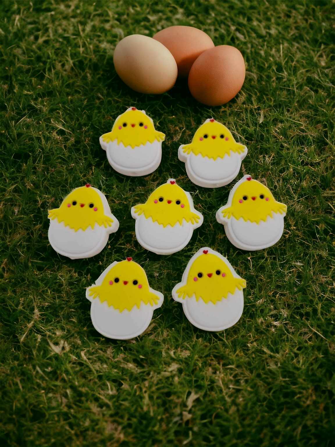 Yellow Duck in White Easter Egg Silicone Focal Bead - 0629