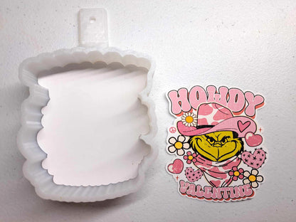 Howdy Valentine Mean One Pink Cowboy Cardstock Silicone Mold, Aroma Bead Molds, Premium Cardstock