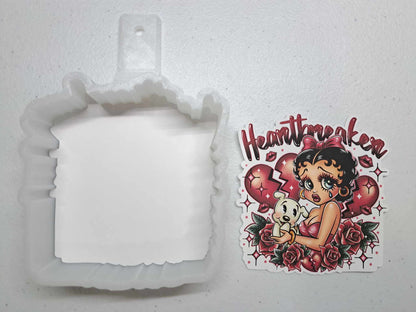 Heartbreaker Betty Boop Valentine Cardstock Silicone Mold, Aroma Bead Molds, Premium Cardstock Images