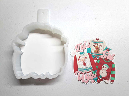 Let's Get Ugly Christmas: Sweaters Santa, Snowman Images Cardstock Silicone Mold, Aroma Bead Molds, Premium Cardstock Images