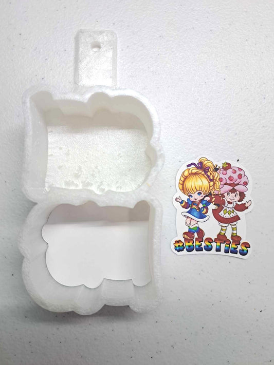 VENT CLIP: 80's #Besties Rainbow Bright & Strawberry Shortcake 2 Cavity Cardstock Silicone Mold, Aroma Bead Molds