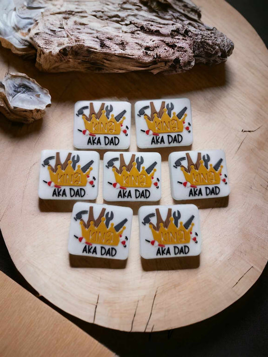 King AKA Dad with Crown and Tool Box Silicone Focal Bead - 0743