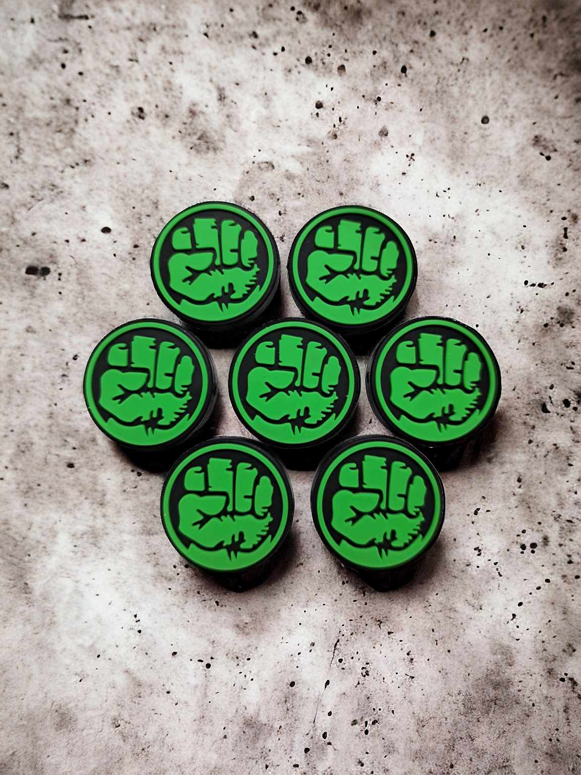 Hulk Green Hand Round: Movie Inspired Silicone Focal Bead - 0693