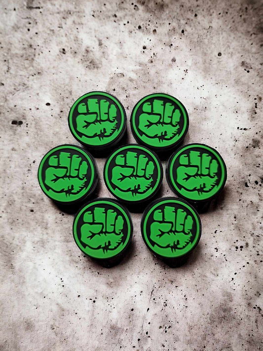 Hulk Green Hand Round: Movie Inspired Silicone Focal Bead - 0693