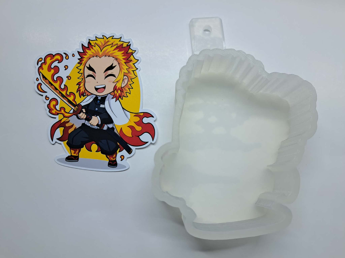 Demon Slayer: Kimetsu No Yaiba - Kyojuro Rengoku Chibi Cardstock Silicone Mold, Aroma Bead Molds, Premium Cardstock Images