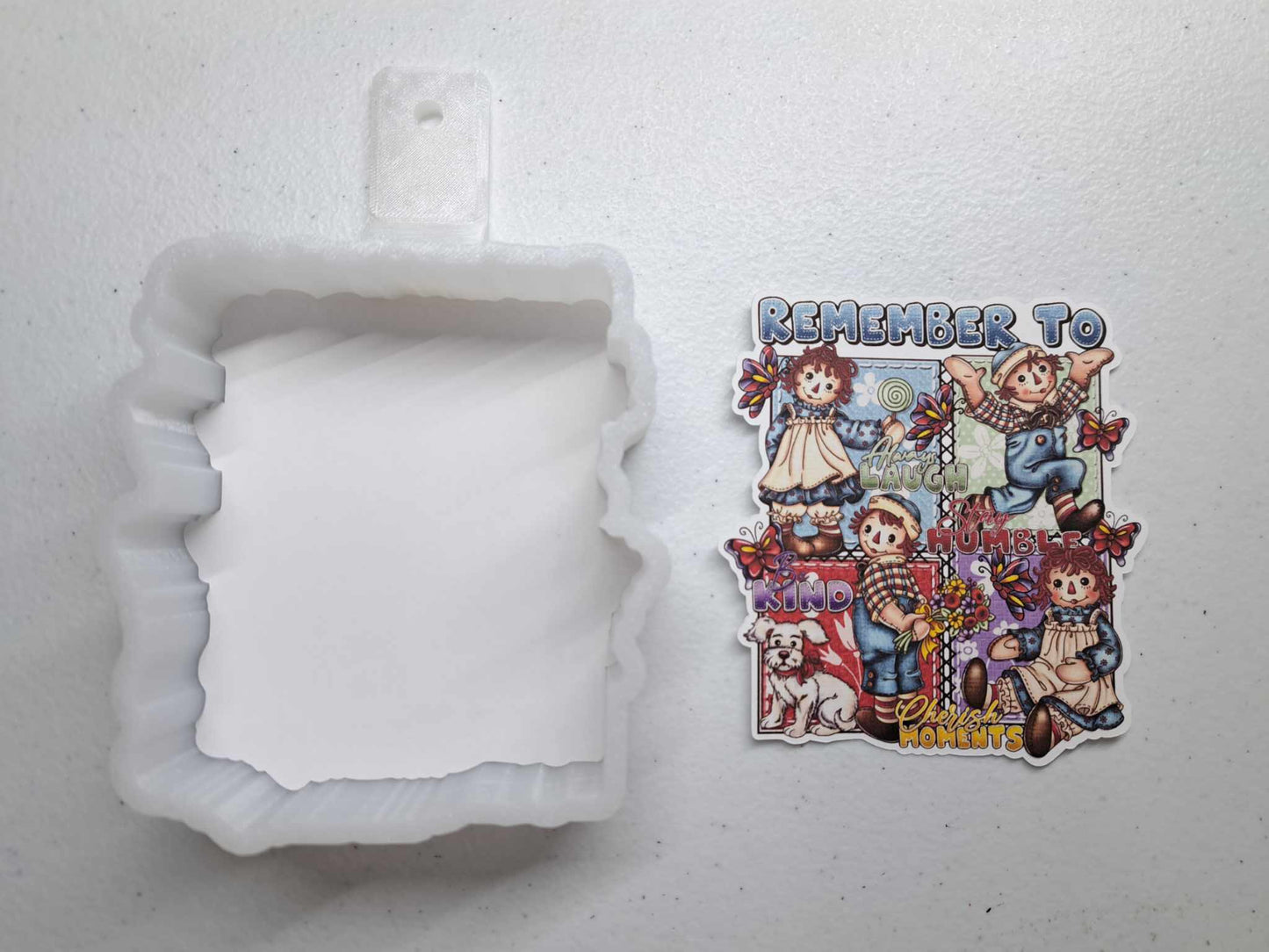 Raggedy Ann & Andy Collage Remember To Cardstock Silicone Mold, Aroma Bead Molds, Premium Cardstock Images