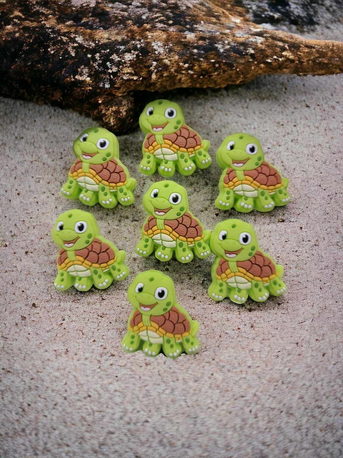 Turtle with Brown Shell: Style 2 Silicone Focal Bead - 0659
