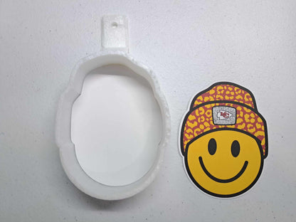 Football Smiley Face Beanie hat: Sports Teams Cardstock Silicone Mold, Aroma Bead Molds