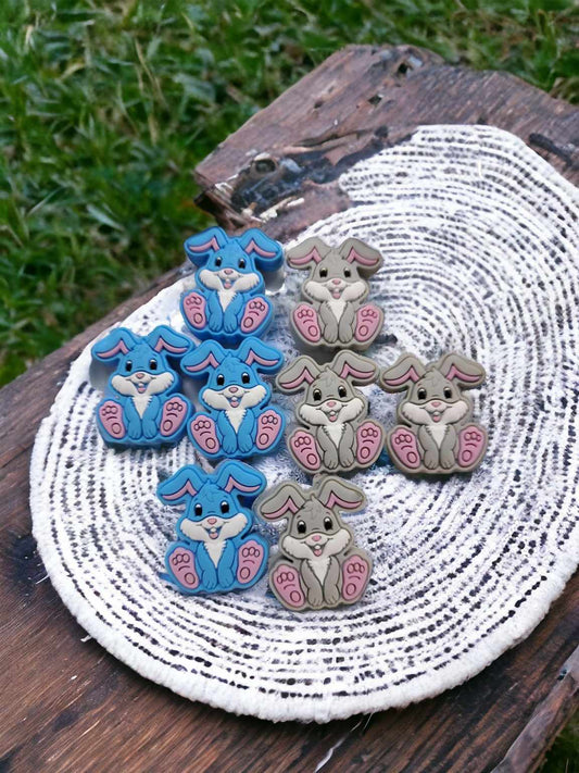 Bunny Sitting with Pink Silicone Focal Bead - 0626