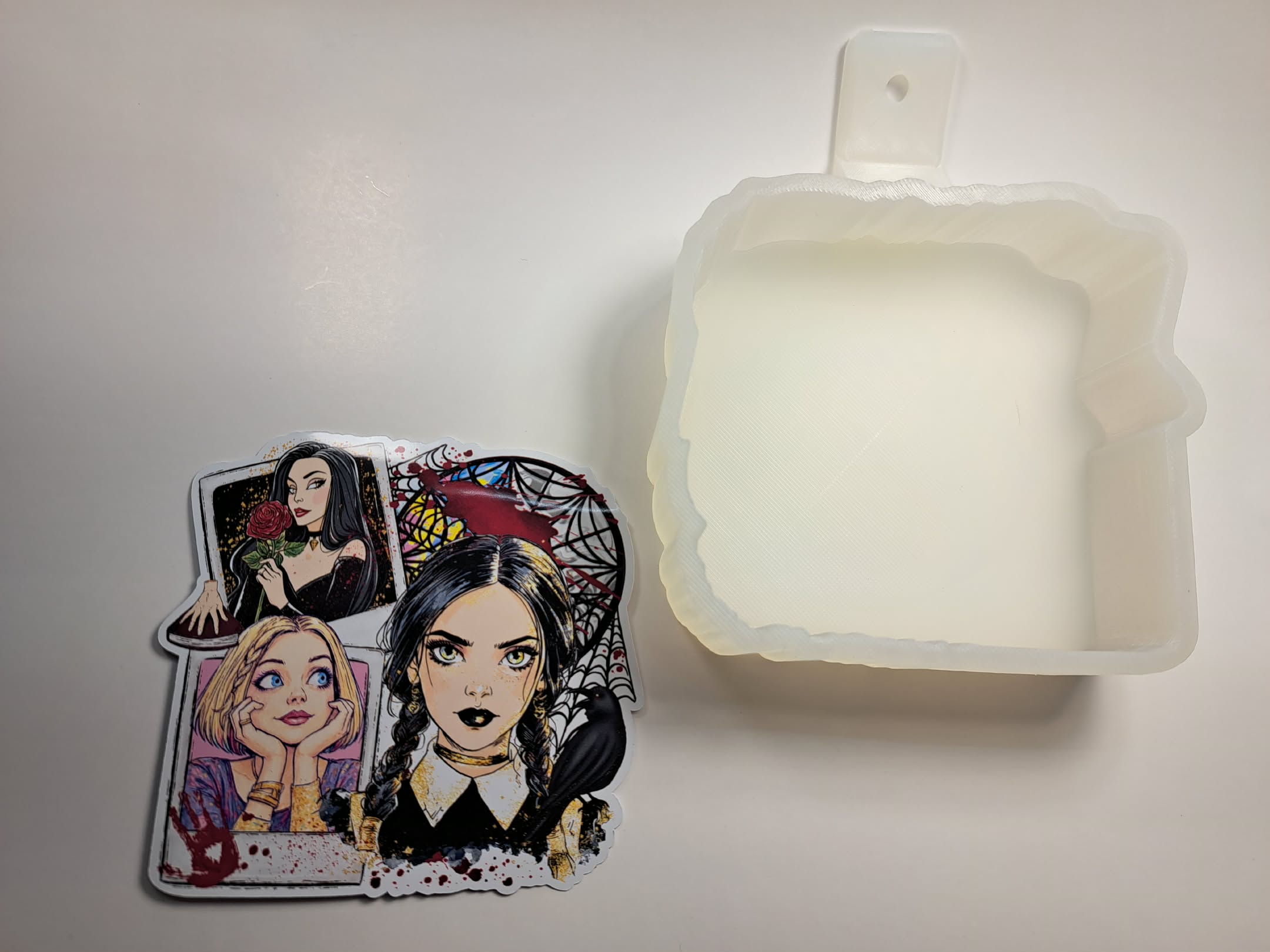 Wednesday Addams Princess Polaroids Cardstock Silicone Mold, Aroma