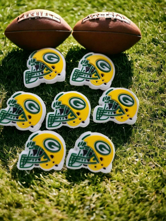Greenbay Packers: Yellow Helmet with White G Silicone Focal Bead - 0656