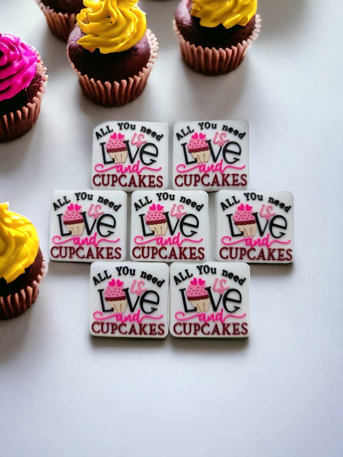 All You Need is Love and Cupcakes Square Silicone Focal Bead - 0672