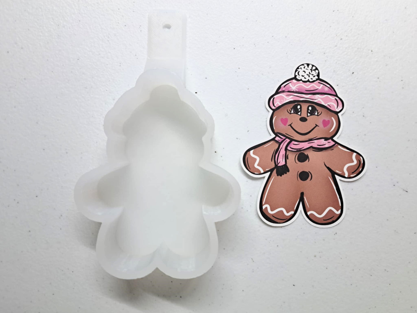 Gingerbread Man with Beanie Hat Cardstock Silicone Mold, Aroma Bead Molds, Premium Cardstock Images