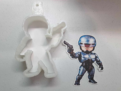 Robocop Chibi Character Cardstock Silicone Mold, Aroma Bead Molds, Premium Cardstock Images