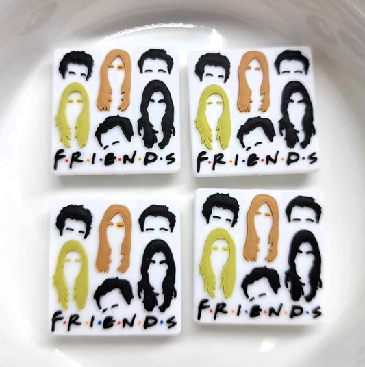 Friends Large Square with Faces: TV Show Inspired Silicone Focal Bead - 0695
