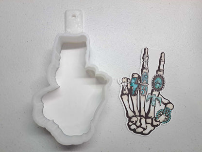 Skellie Peace Sign Hand Concho Ring Turquoise Western Cardstock Silicone Mold, Aroma Bead Molds, Premium Cardstock Images