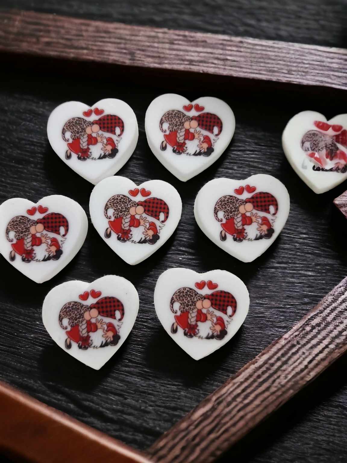 Gnome Couple Kissing Heart Silicone Focal Bead - 0666